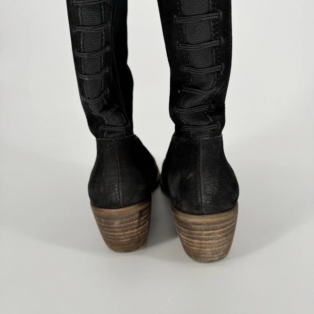 Lucky Brand Khlonn Over The Knee Bohemian Boho Black‎ Leather Boots Size 8.5